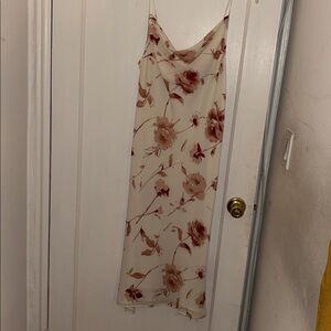 New York & Company Floral Midi Dress - Cream and Pink